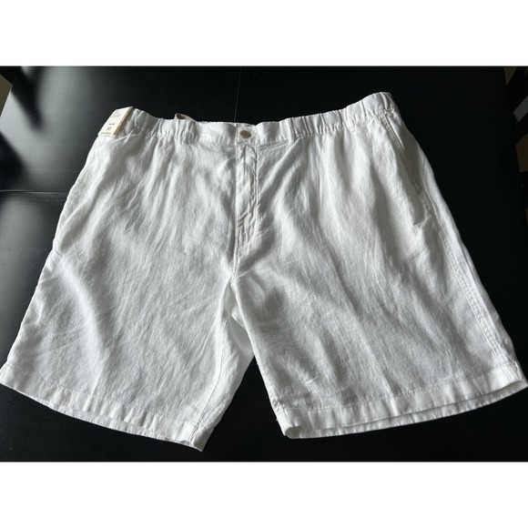 Caribbean Other - New Men's White Linen Shorts For 48 Waist Caribbean Elastic 10" Inseam